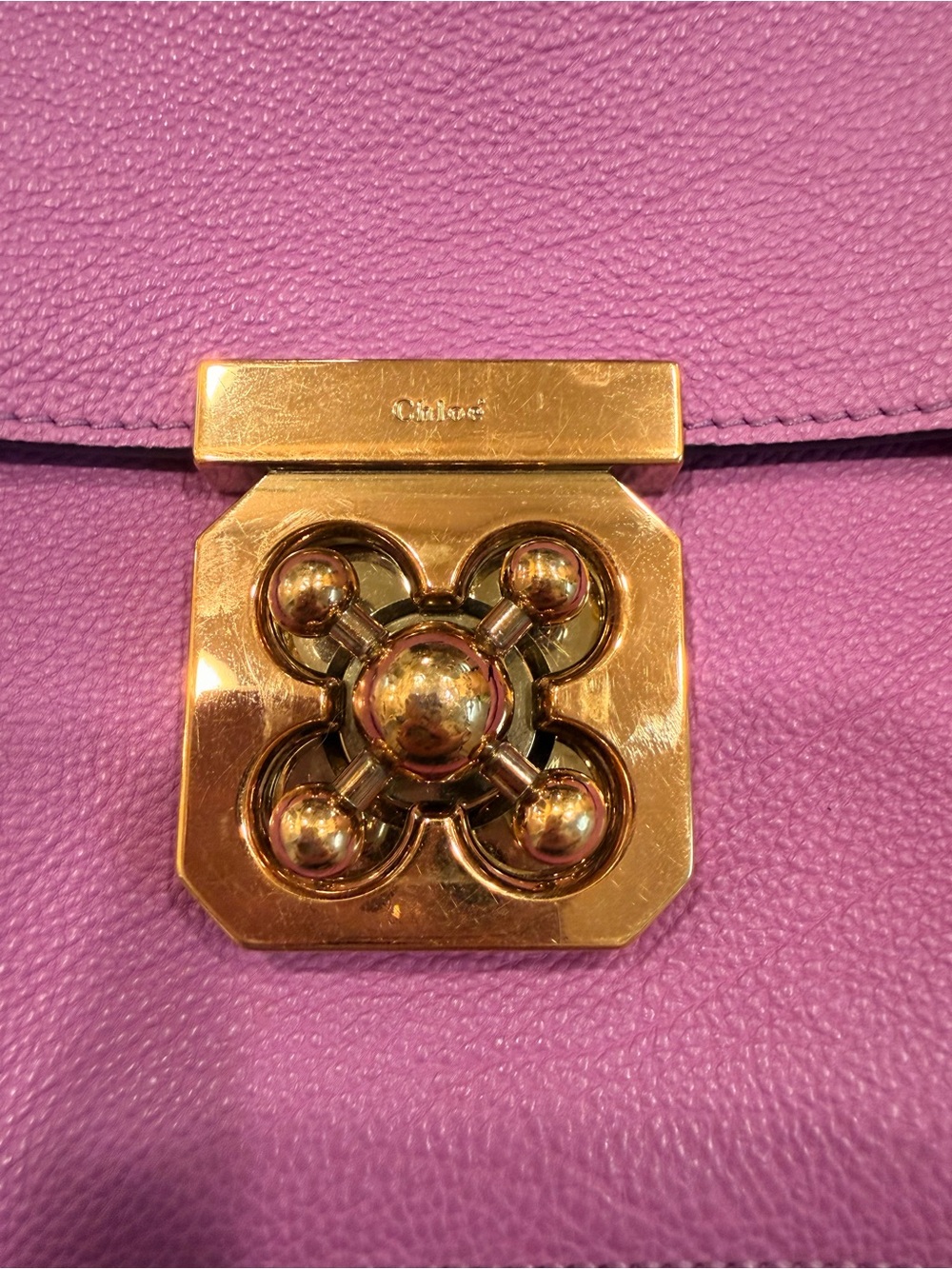 Chloe Lilac Leather Shoulder Bag with Gold Chain - Picture 2 of 10